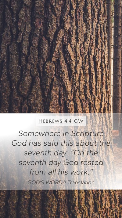 Hebrews 4:4 GW Bible Verse Image