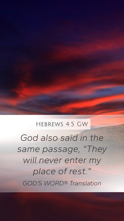 Hebrews 4:5 GW Bible Verse Image