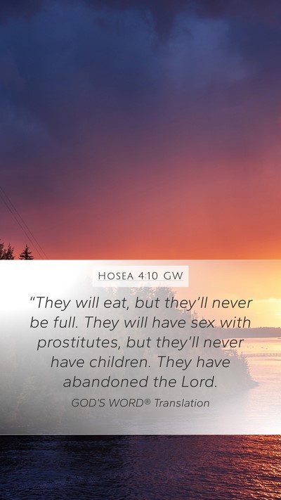 Hosea 4:10 GW Bible Verse Image