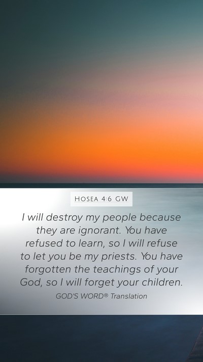 Hosea 4:6 GW Bible Verse Image