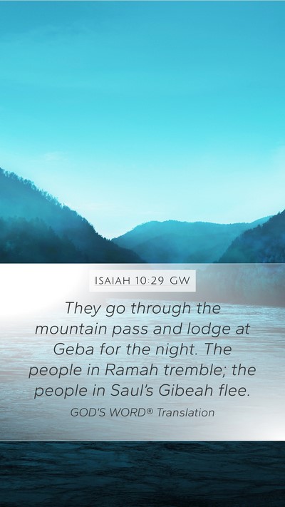 Isaiah 10:29 GW Bible Verse Image