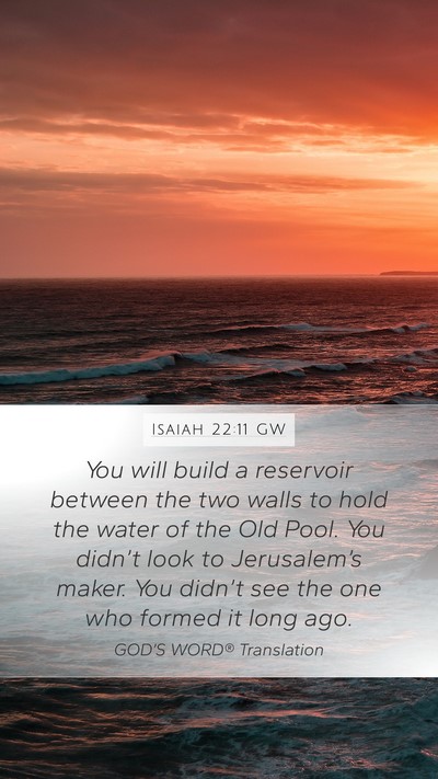 Isaiah 22:11 GW Bible Verse Image