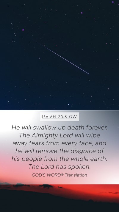 Isaiah 25:8 GW Bible Verse Image