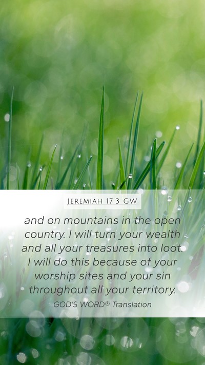 Jeremiah 17:3 GW Bible Verse Image
