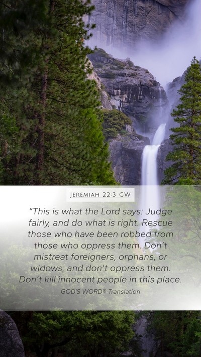 Jeremiah 22:3 GW Bible Verse Image