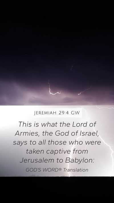Jeremiah 29:4 GW Bible Verse Image