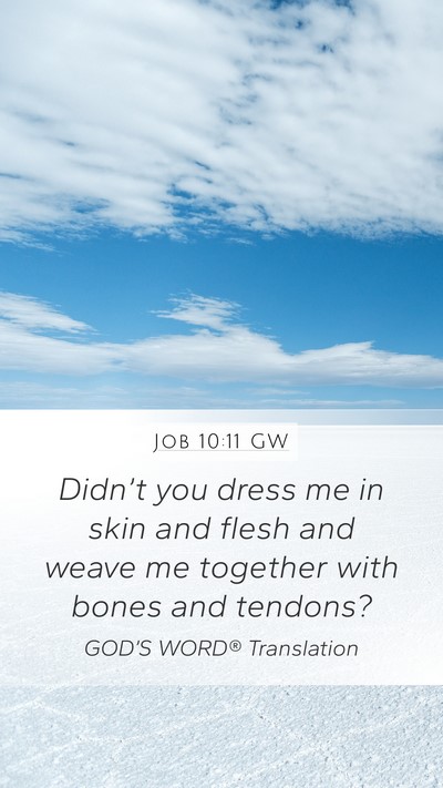 Job 10:11 GW Mobile Phone Wallpaper - Didn’t you dress me in skin and flesh and weave - Mobile Bible Verse Wallpaper