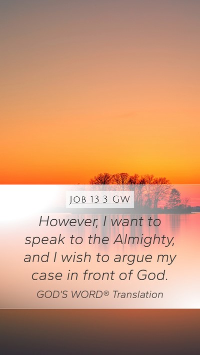 Job 13:3 GW Bible Verse Image