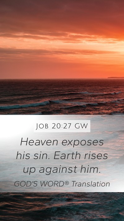 Job 20:27 GW Mobile Phone Wallpaper - Heaven exposes his sin. Earth rises up against - Mobile Bible Verse Wallpaper