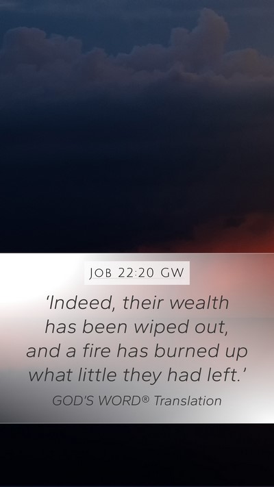 Job 22:20 GW Mobile Phone Wallpaper - ‘Indeed, their wealth has been wiped out, and a - Mobile Bible Verse Wallpaper