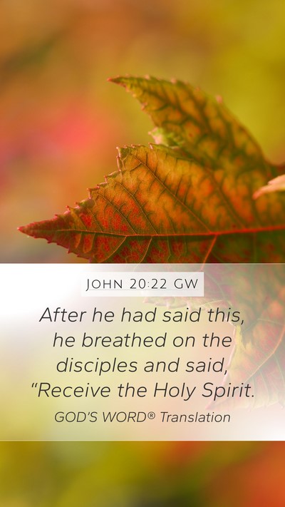 John 20:22 GW Bible Verse Image