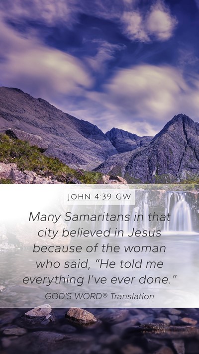 John 4:39 GW Bible Verse Image