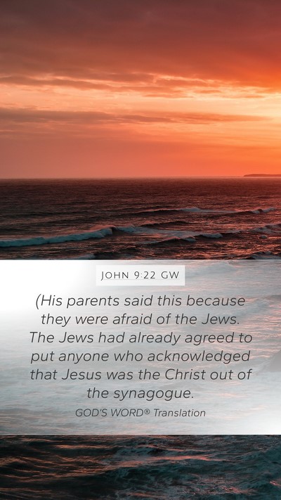 John 9:22 GW Bible Verse Image
