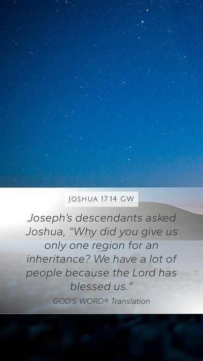 Joshua 17:14 GW Bible Verse Image