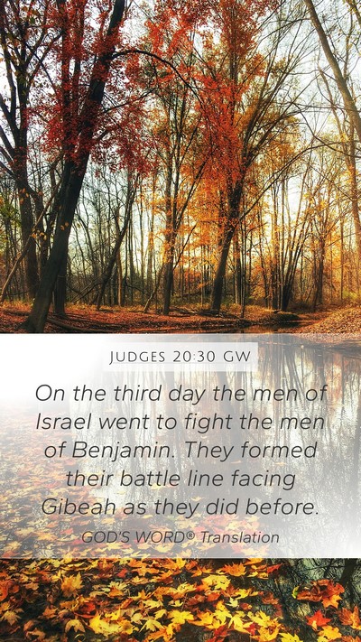 Judges 20:30 GW Mobile Phone Wallpaper - On the third day the men of Israel went to fight - Mobile Bible Verse Wallpaper