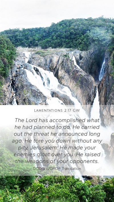 Lamentations 2:17 GW Bible Verse Image