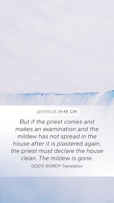 Leviticus 14:48 GW Mobile Phone Wallpaper - But if the priest comes and makes an examination - Mobile Bible Verse Wallpaper