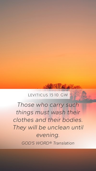 Leviticus 15:10 GW Mobile Phone Wallpaper - Those who carry such things must wash their - Mobile Bible Verse Wallpaper