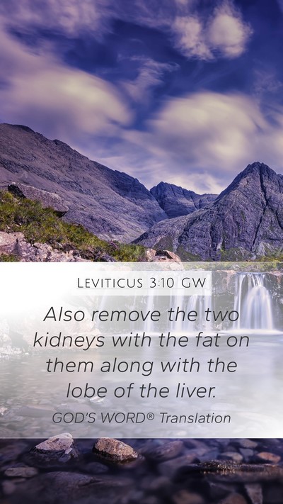 Leviticus 3:10 GW Mobile Phone Wallpaper - Also remove the two kidneys with the fat on them - Mobile Bible Verse Wallpaper