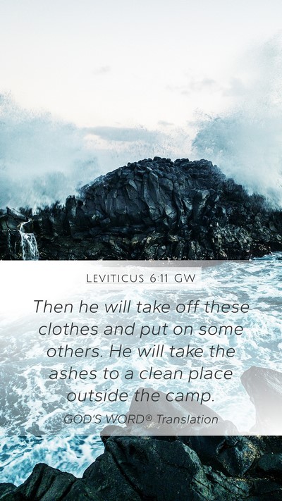 Leviticus 6:11 GW Mobile Phone Wallpaper - Then he will take off these clothes and put on - Mobile Bible Verse Wallpaper