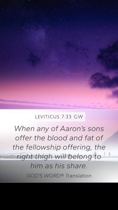 Leviticus 7:33 GW Mobile Phone Wallpaper - When any of Aaron’s sons offer the blood and - Mobile Bible Verse Wallpaper