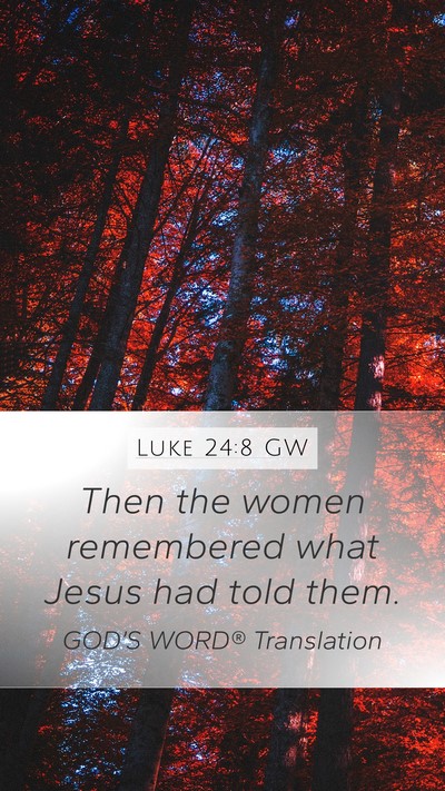 Luke 24:8 GW Mobile Phone Wallpaper - Then the women remembered what Jesus had told - Mobile Bible Verse Wallpaper