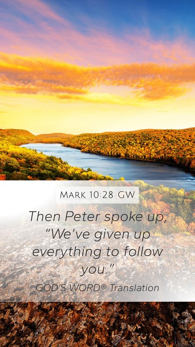 Mark 10:28 GW Bible Verse Image
