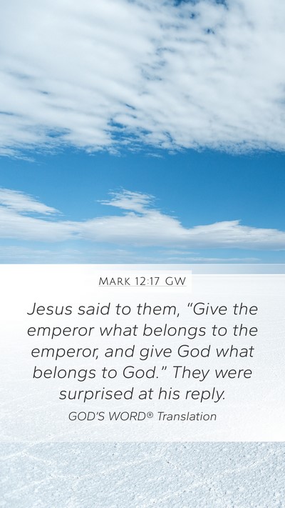 Mark 12:17 GW Bible Verse Image