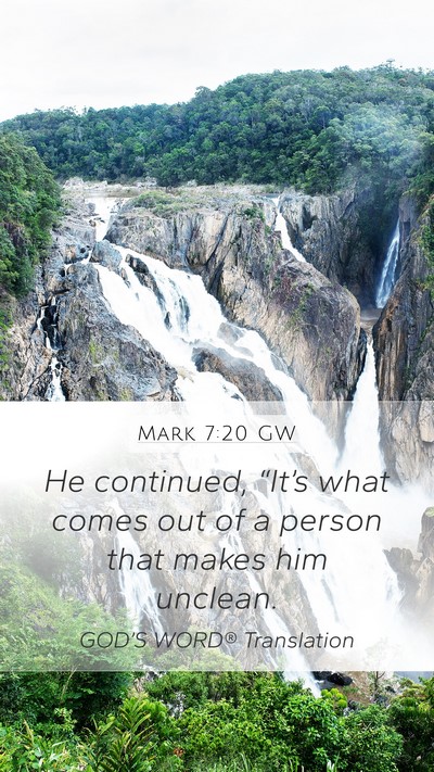 Mark 7:20 GW Bible Verse Image