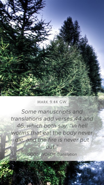 Mark 9:44 GW Mobile Phone Wallpaper -  Some manuscripts and translations add verses 44 - Mobile Bible Verse Wallpaper