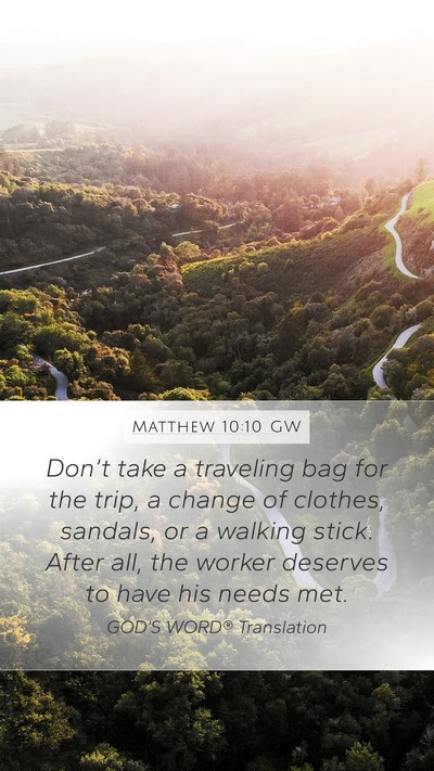 Matthew 10:10 GW Bible Verse Image