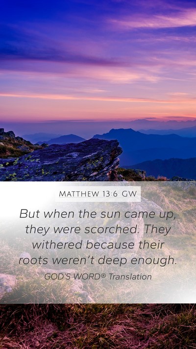 Matthew 13:6 GW Bible Verse Image
