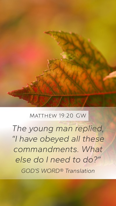 Matthew 19:20 GW Bible Verse Image