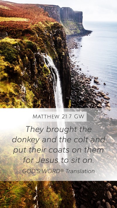 Matthew 21:7 GW Bible Verse Image