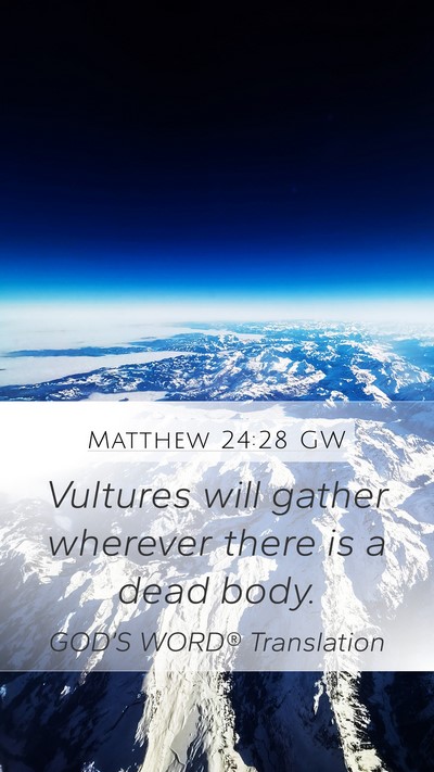 Matthew 24:28 GW Mobile Phone Wallpaper - Vultures will gather wherever there is a dead - Mobile Bible Verse Wallpaper