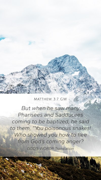 Matthew 3:7 GW Bible Verse Image