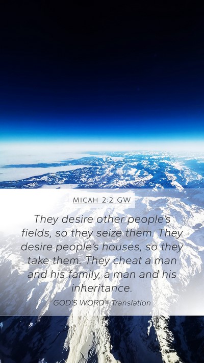 Micah 2:2 GW Bible Verse Image
