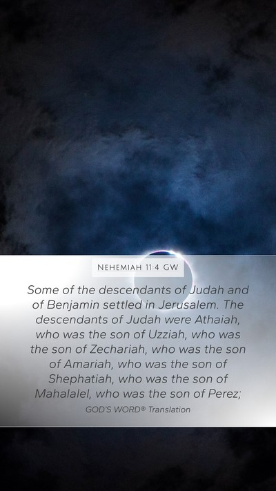 Nehemiah 11:4 GW Bible Verse Image