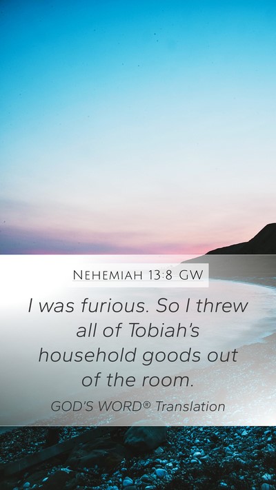 Nehemiah 13:8 GW Mobile Phone Wallpaper - I was furious. So I threw all of Tobiah’s - Mobile Bible Verse Wallpaper