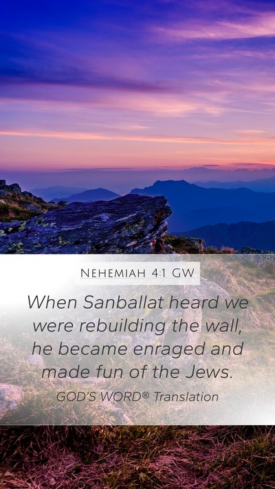 Nehemiah 4:1 GW Bible Verse Image