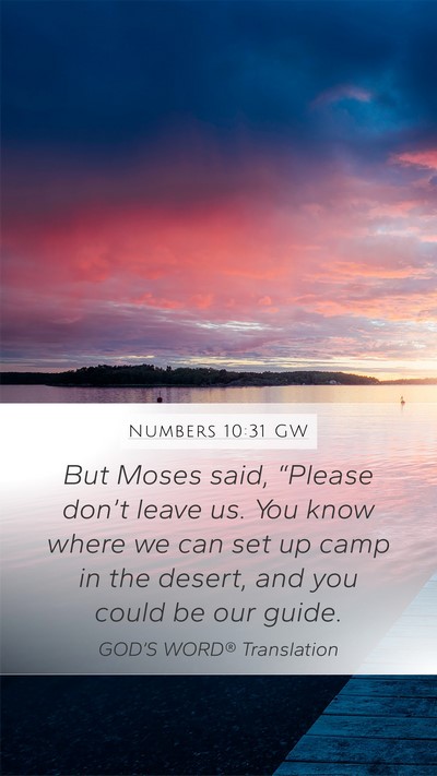 Numbers 10:31 GW Mobile Phone Wallpaper - But Moses said, “Please don’t leave us. You - Mobile Bible Verse Wallpaper