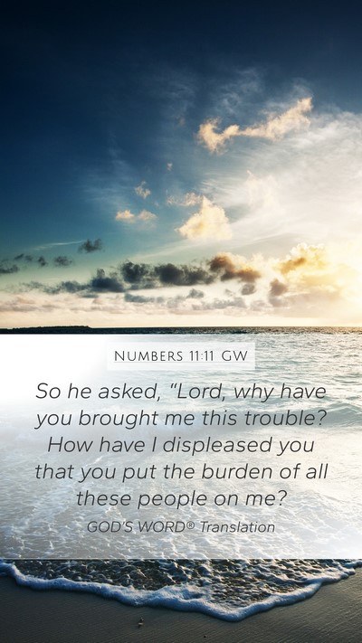 Numbers 11:11 GW Mobile Phone Wallpaper - So he asked, “Lord, why have you brought me - Mobile Bible Verse Wallpaper