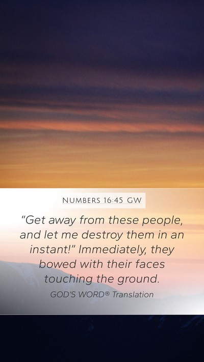 Numbers 16:45 GW Bible Verse Image