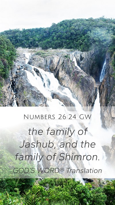 Numbers 26:24 GW Mobile Phone Wallpaper - the family of Jashub, and the family of - Mobile Bible Verse Wallpaper