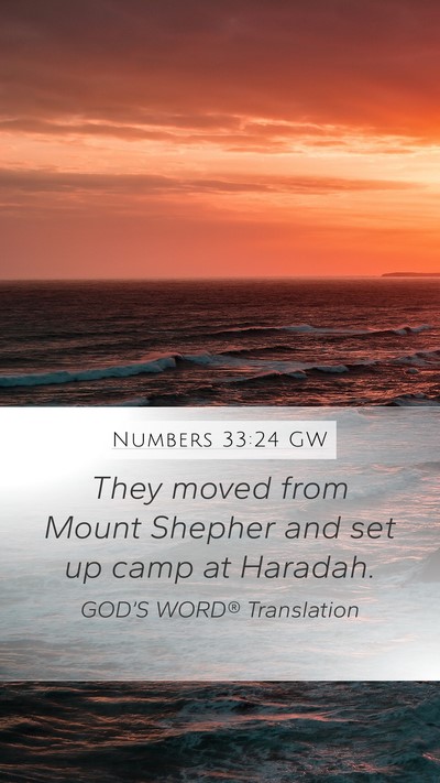 Numbers 33:24 GW Mobile Phone Wallpaper - They moved from Mount Shepher and set up camp at - Mobile Bible Verse Wallpaper