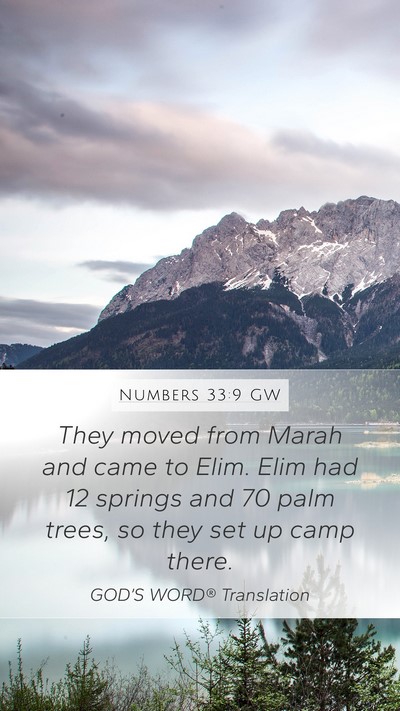 Numbers 33:9 GW Mobile Phone Wallpaper - They moved from Marah and came to Elim. Elim had - Mobile Bible Verse Wallpaper