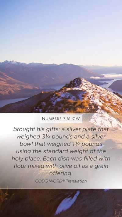 Numbers 7:61 GW Mobile Phone Wallpaper - brought his gifts: a silver plate that weighed - Mobile Bible Verse Wallpaper