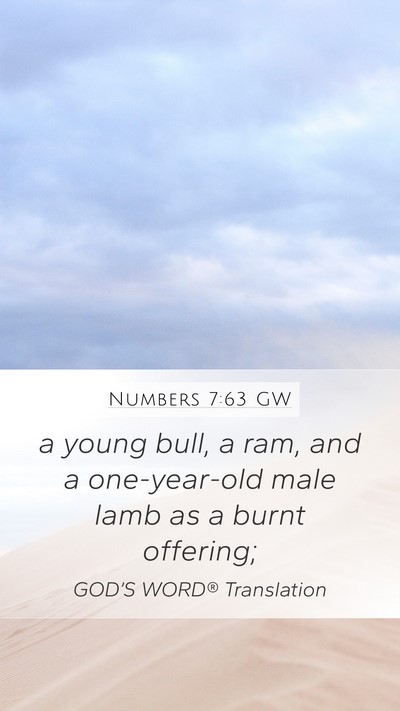 Numbers 7:63 GW Mobile Phone Wallpaper - a young bull, a ram, and a one-year-old male lamb - Mobile Bible Verse Wallpaper