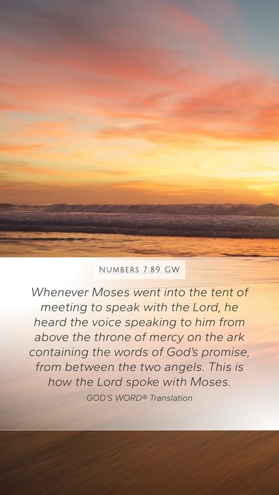 Numbers 7:89 GW Mobile Phone Wallpaper - Whenever Moses went into the tent of meeting to - Mobile Bible Verse Wallpaper
