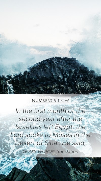 Numbers 9:1 GW Mobile Phone Wallpaper - In the first month of the second year after the - Mobile Bible Verse Wallpaper